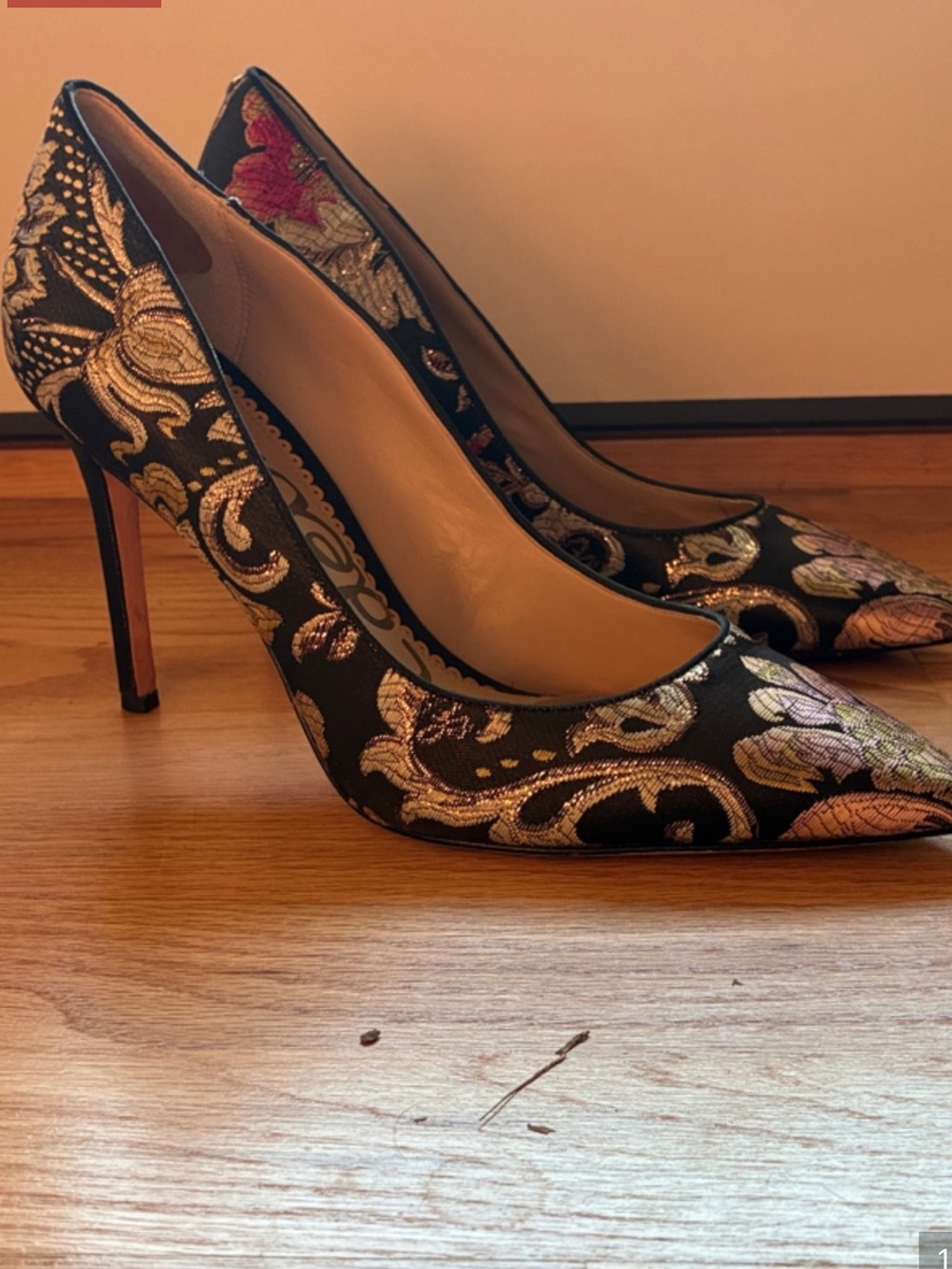 Sam Edelman Hazel Pointed-Toe  Pumps in Black Brocade